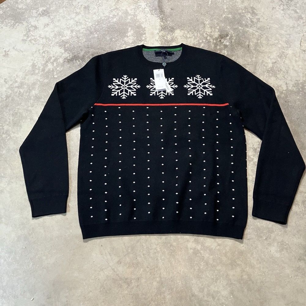 Paisley & Gray Sweater Mens XL‎ Black Christmas Holiday Slim Fit Wool Blend